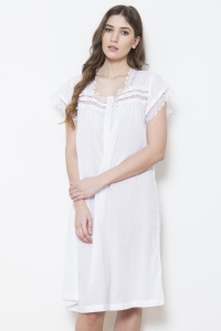 Beverley -  Cotton Voile Short Sleeve Nightdress